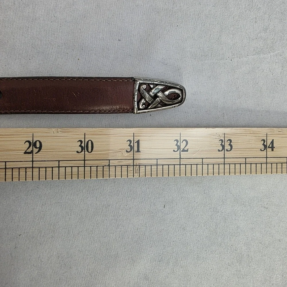 Vintage Brighton Belt Leather Brown 1995 Celtic Buckle 35007 Small 26-28